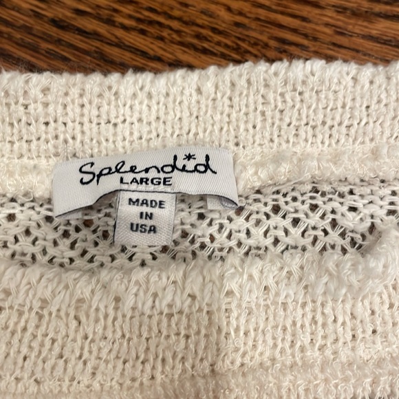 Splendid sz L cropped ivory knit sweater - poly/cotton blend - EUC - Picture 2 of 9